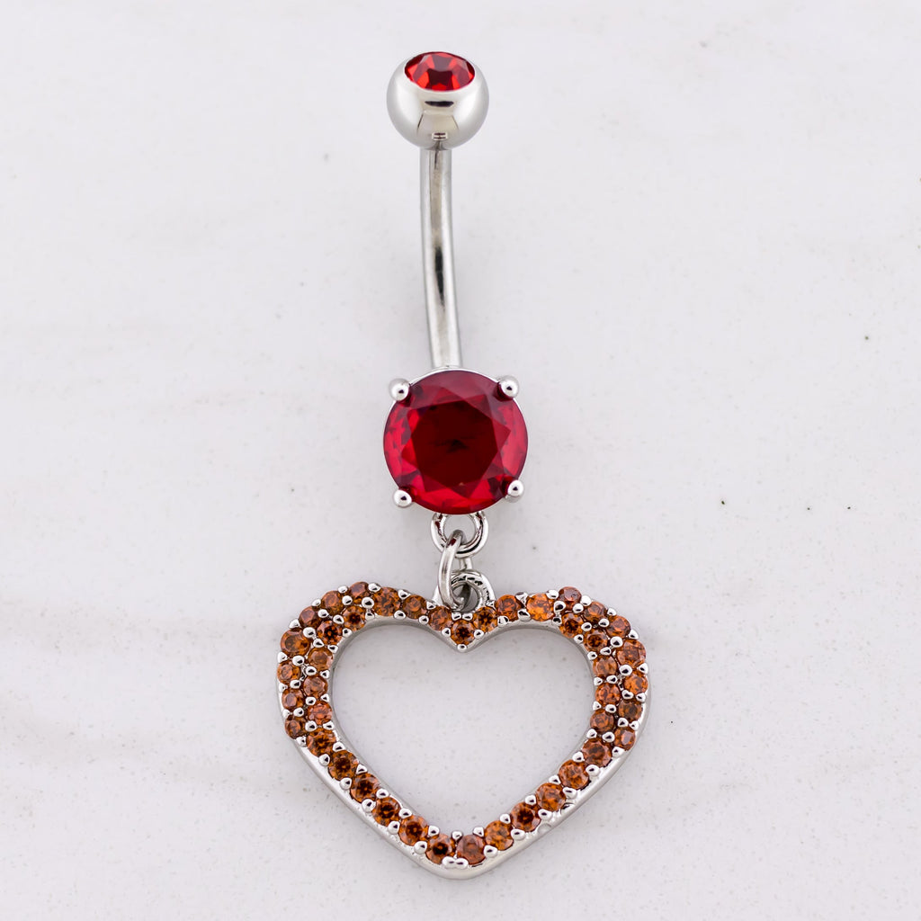 14G Pave Cutout Heart Navel Ring | Body Jewelry | Wiccan Center