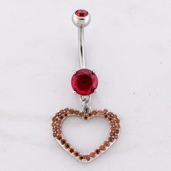 14G Pave Cutout Heart Navel Ring | Body Jewelry | Wiccan Center