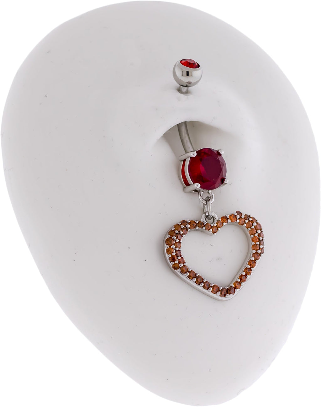 14G Pave Cutout Heart Navel Ring | Body Jewelry | Wiccan Center