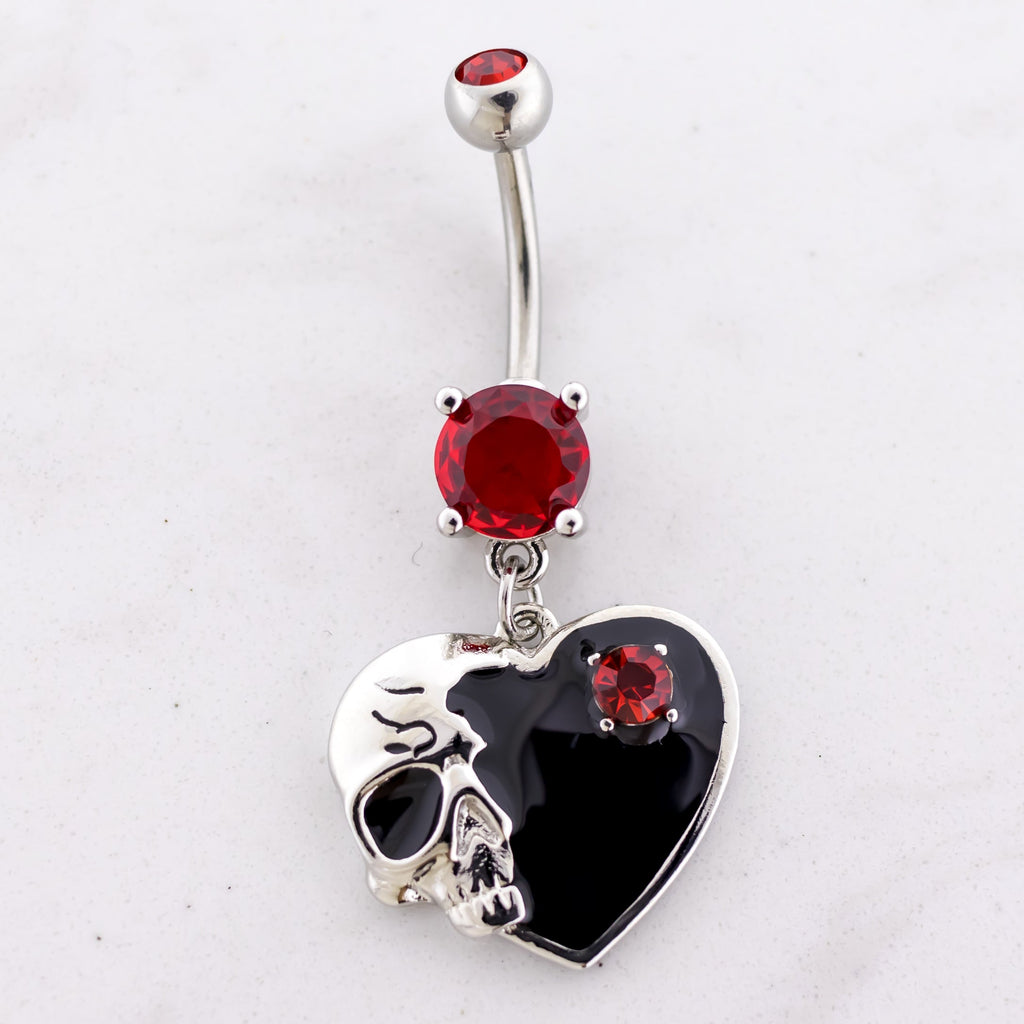 14G Skull Heart Navel Ring | Body Jewelry | Wiccan Center
