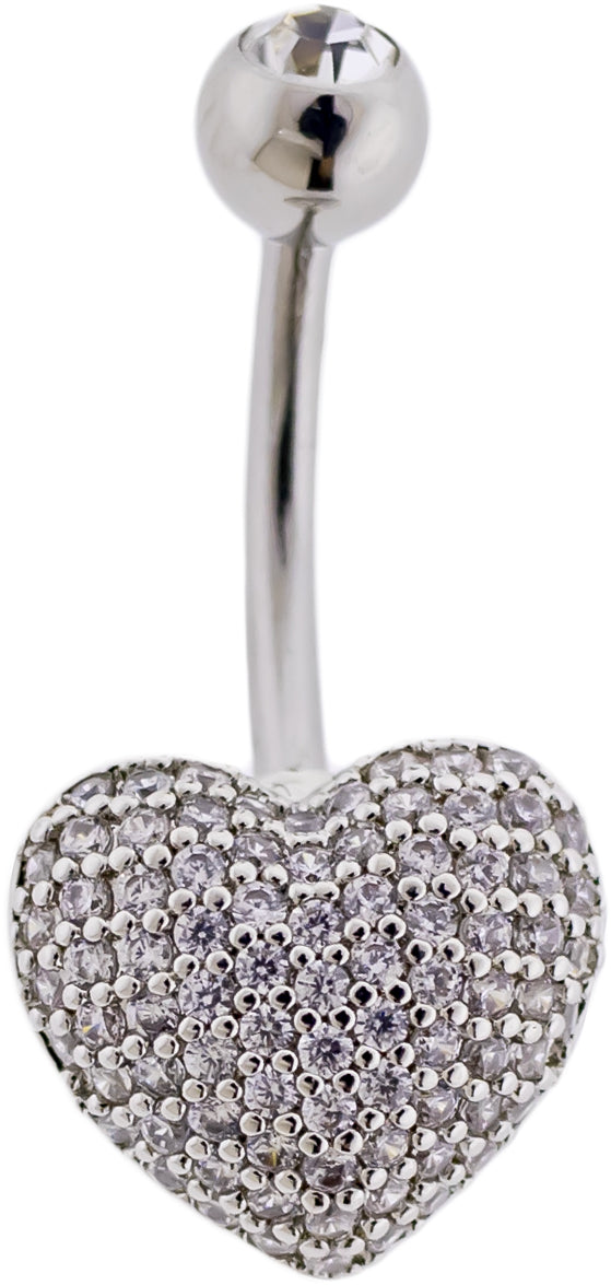 14G Pave Heart Navel Ring | Body Jewelry | Wiccan Center