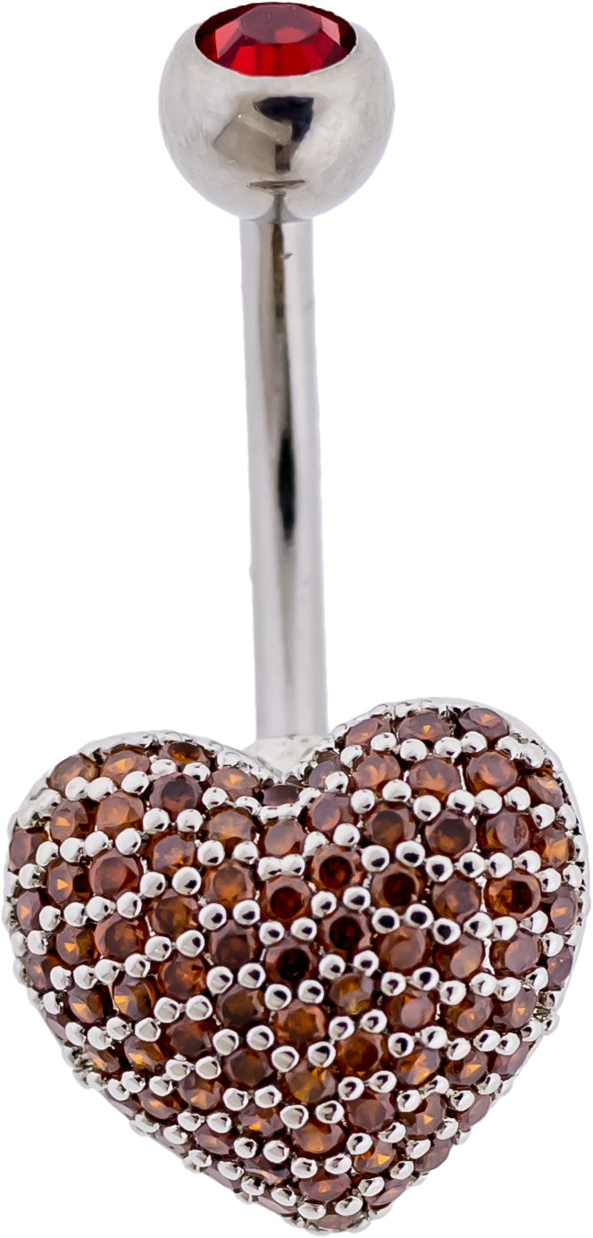14G Pave Heart Navel Ring | Body Jewelry | Wiccan Center