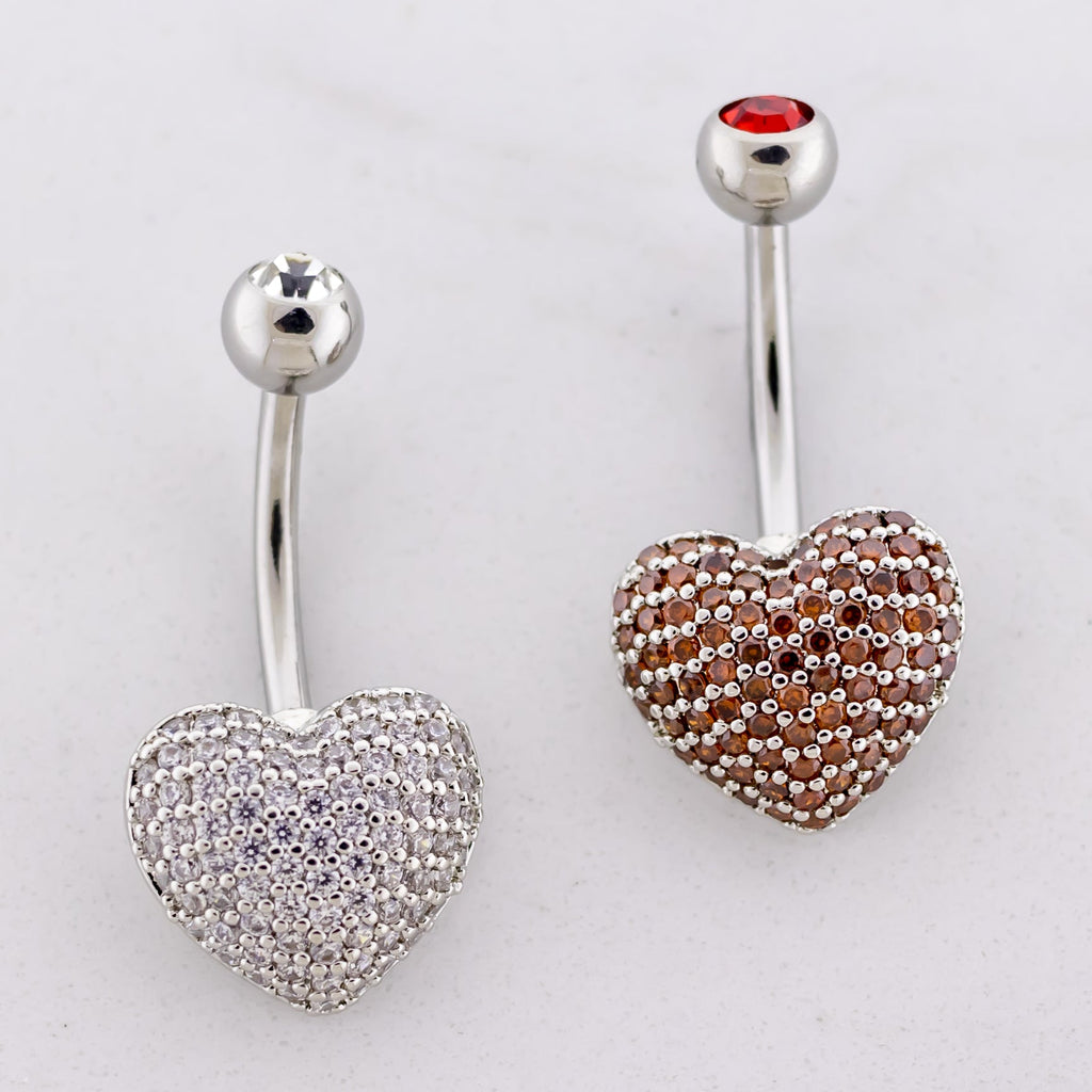 14G Pave Heart Navel Ring | Body Jewelry | Wiccan Center