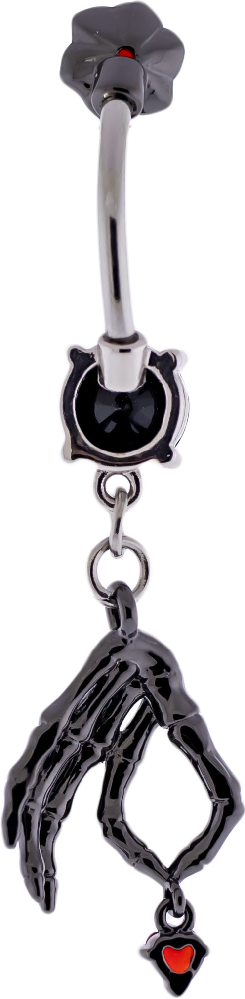 14G Skeleton Hand Heart Navel Ring | Body Jewelry | Wiccan Center