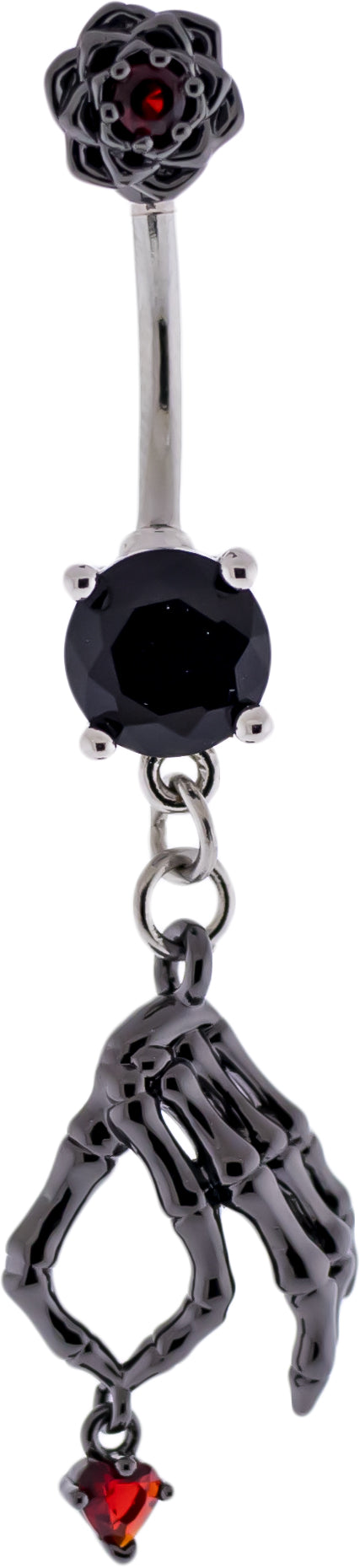 14G Skeleton Hand Heart Navel Ring | Body Jewelry | Wiccan Center