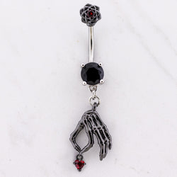 14G Skeleton Hand Heart Navel Ring | Body Jewelry | Wiccan Center