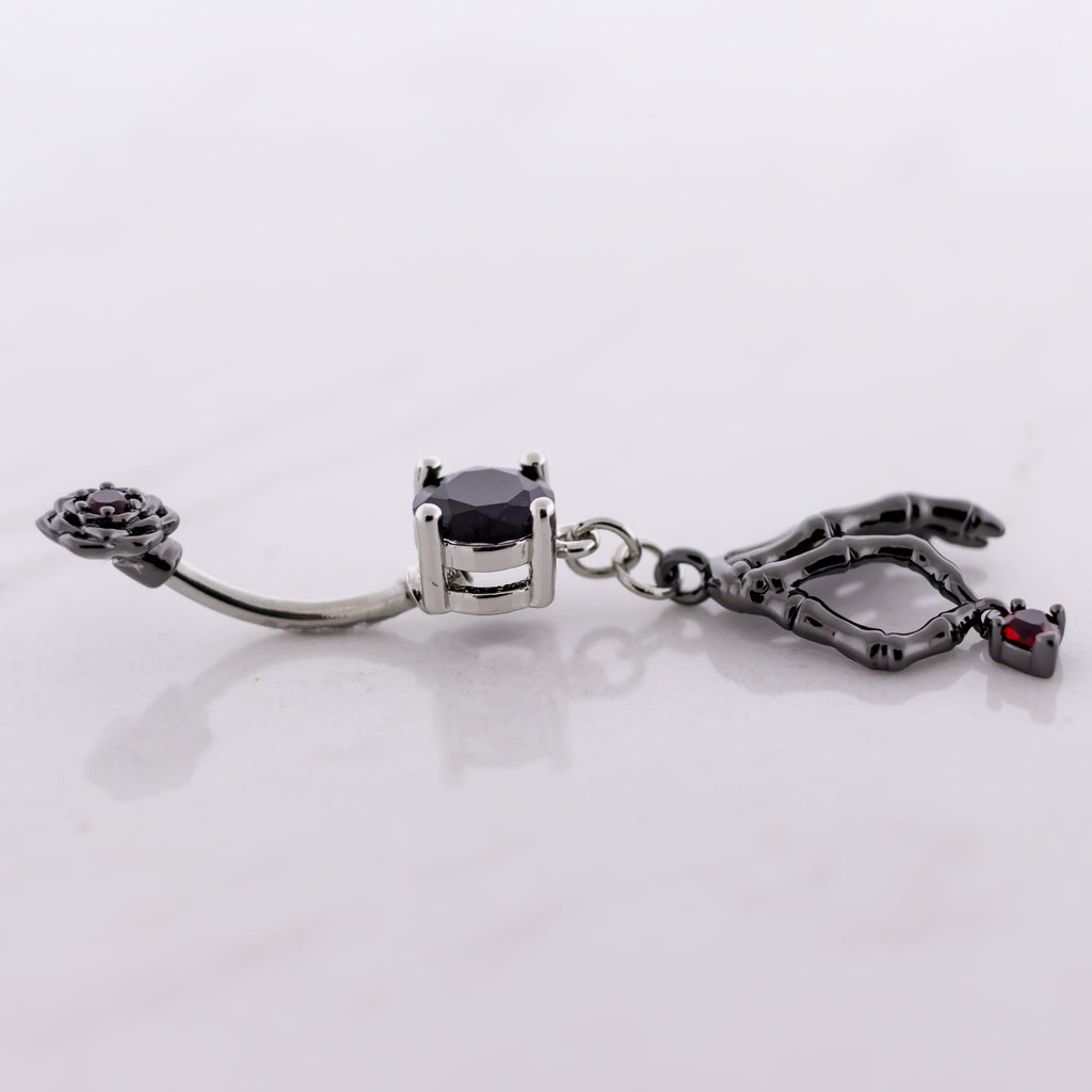 14G Skeleton Hand Heart Navel Ring | Body Jewelry | Wiccan Center