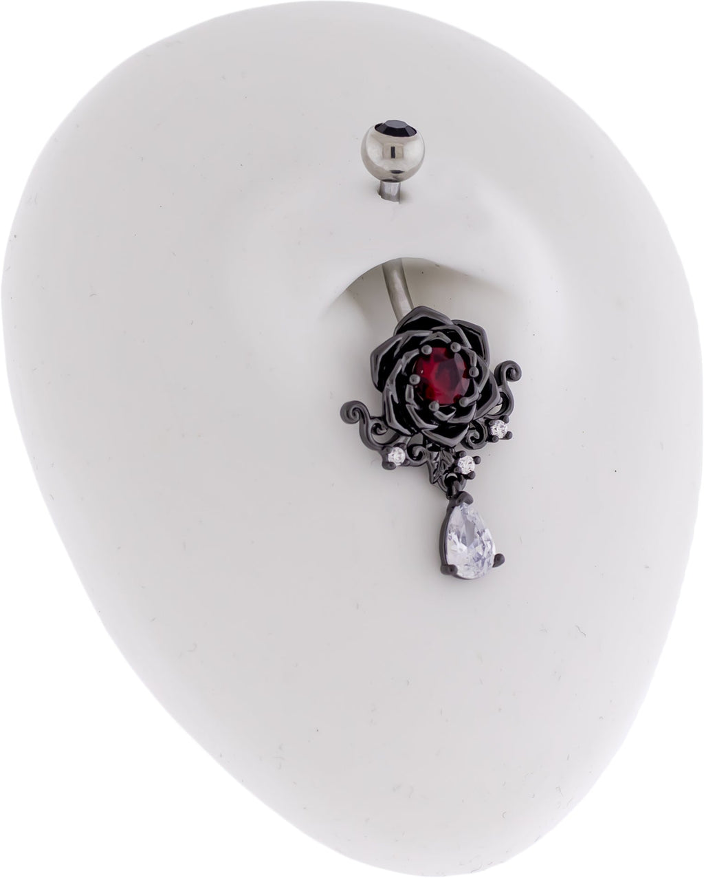 14G Black Rose Gem Navel Ring | Body Jewelry | Wiccan Center