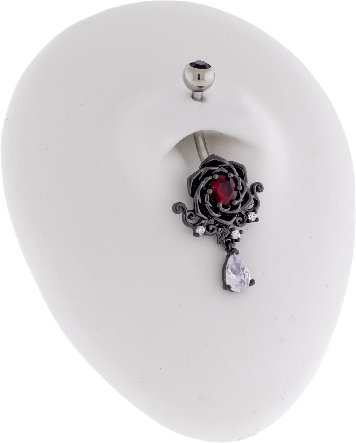 14G Black Rose Gem Navel Ring | Body Jewelry | Wiccan Center