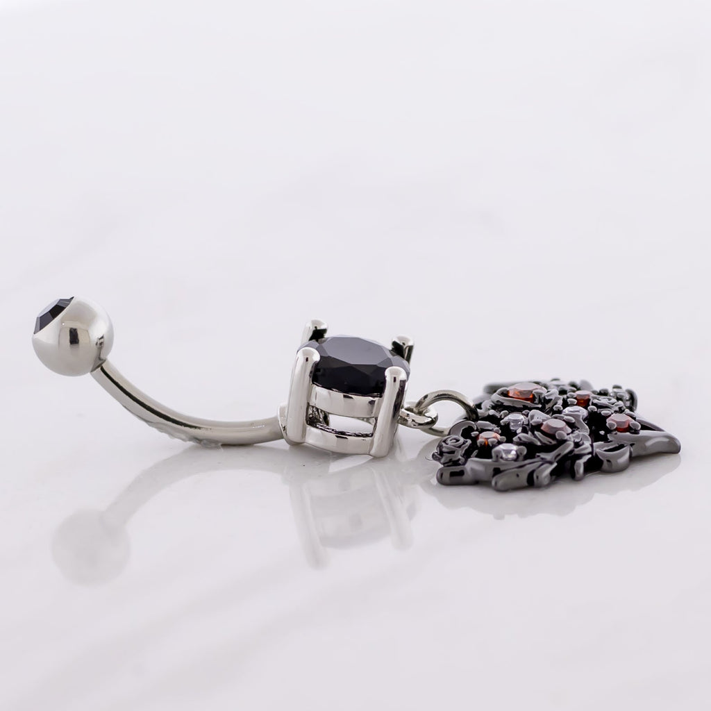 14G Black Heart Gem Navel Ring | Body Jewelry | Wiccan Center