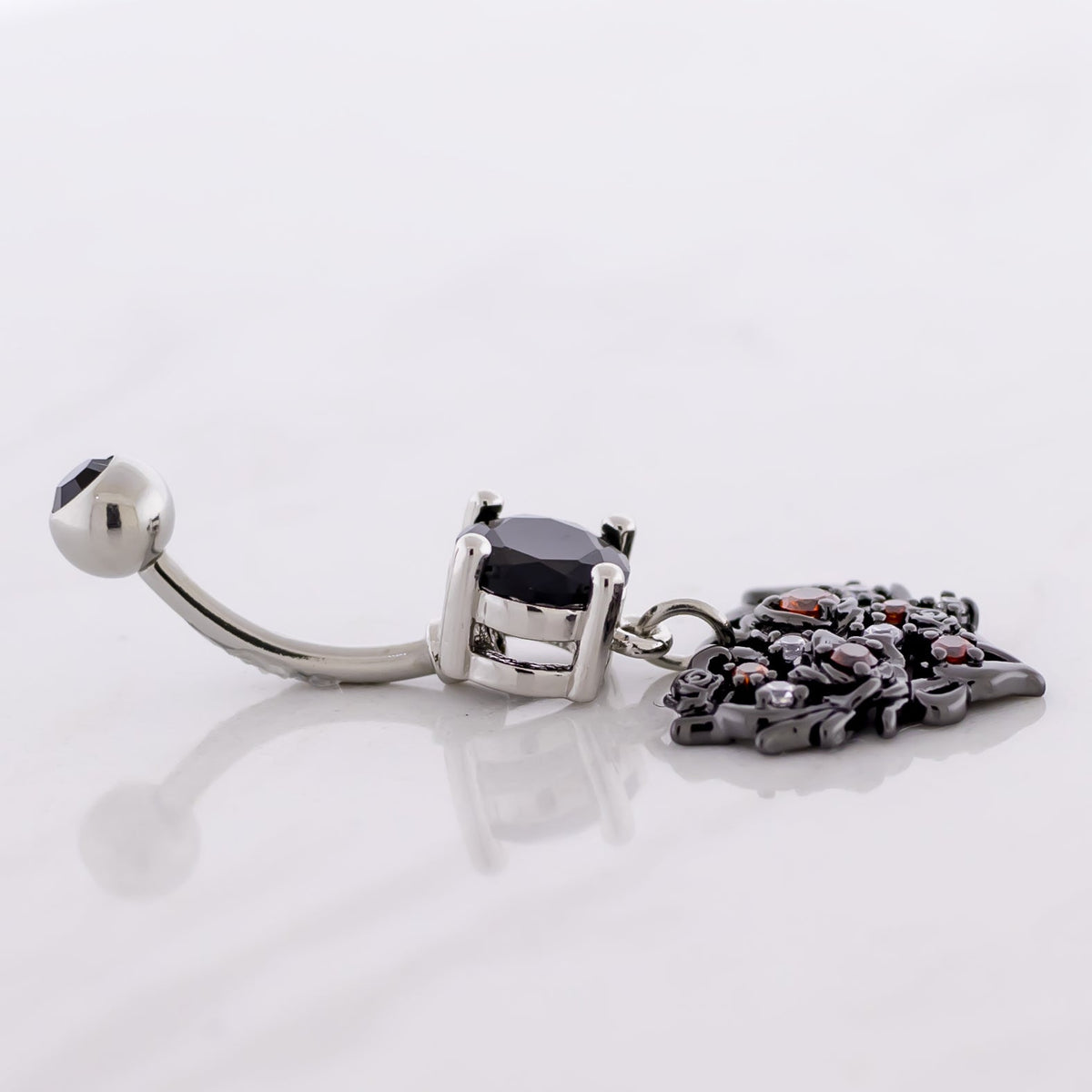 14G Black Heart Gem Navel Ring | Body Jewelry | Wiccan Center