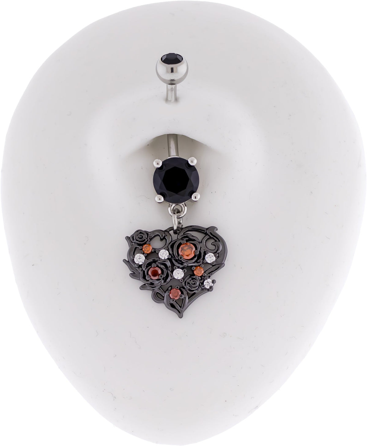 14G Black Heart Gem Navel Ring | Body Jewelry | Wiccan Center