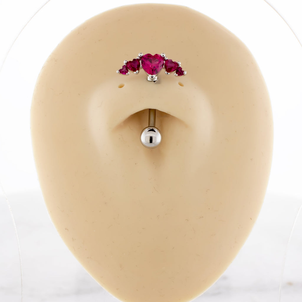 14G Crescent Heart Gems Navel Ring | | Wiccan Center