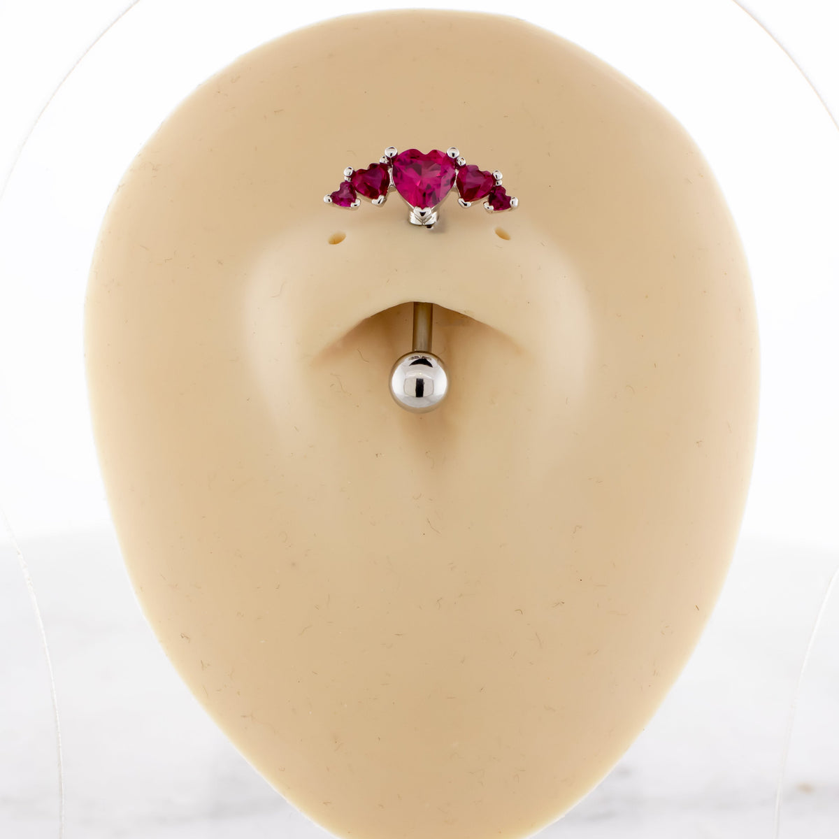 14G Crescent Heart Gems Navel Ring | | Wiccan Center