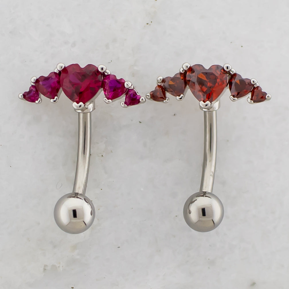14G Crescent Heart Gems Navel Ring | | Wiccan Center