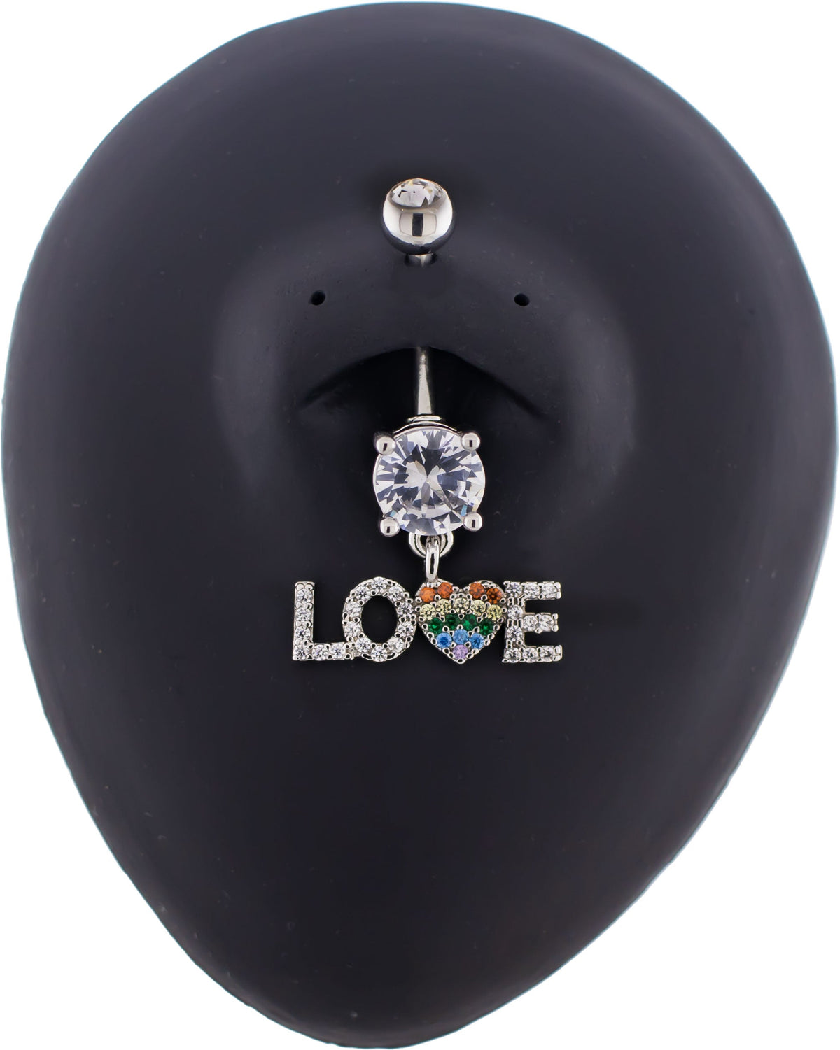 14G Pave Rainbow Heart "LOVE" Navel Ring | | Wiccan Center