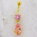 14G Pink Teardrop Gem With Moon and Stars Navel Ring | | Wiccan Center
