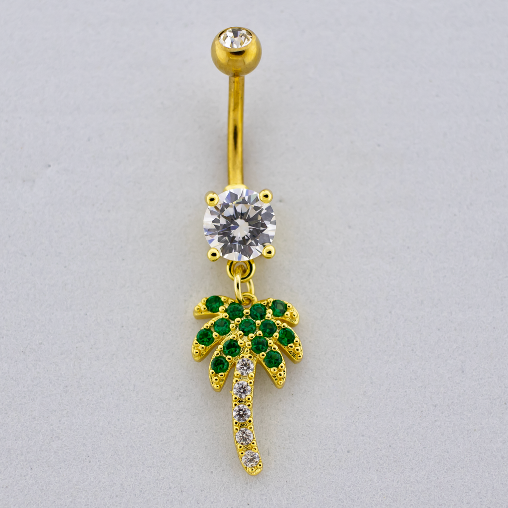 14G Gem Palm Tree Navel Ring | | Wiccan Center