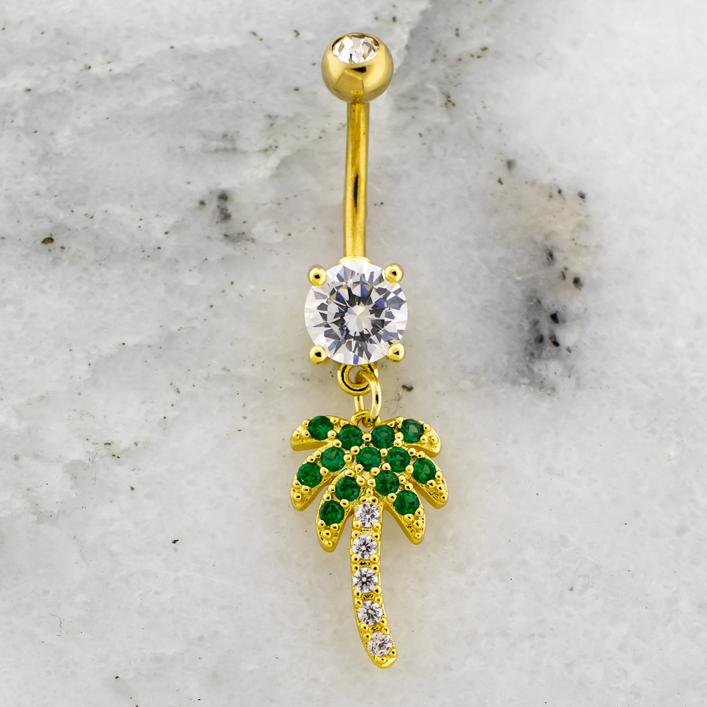14G Gem Palm Tree Navel Ring | | Wiccan Center