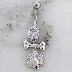 14G Bone and Pawprint Navel Ring | | Wiccan Center