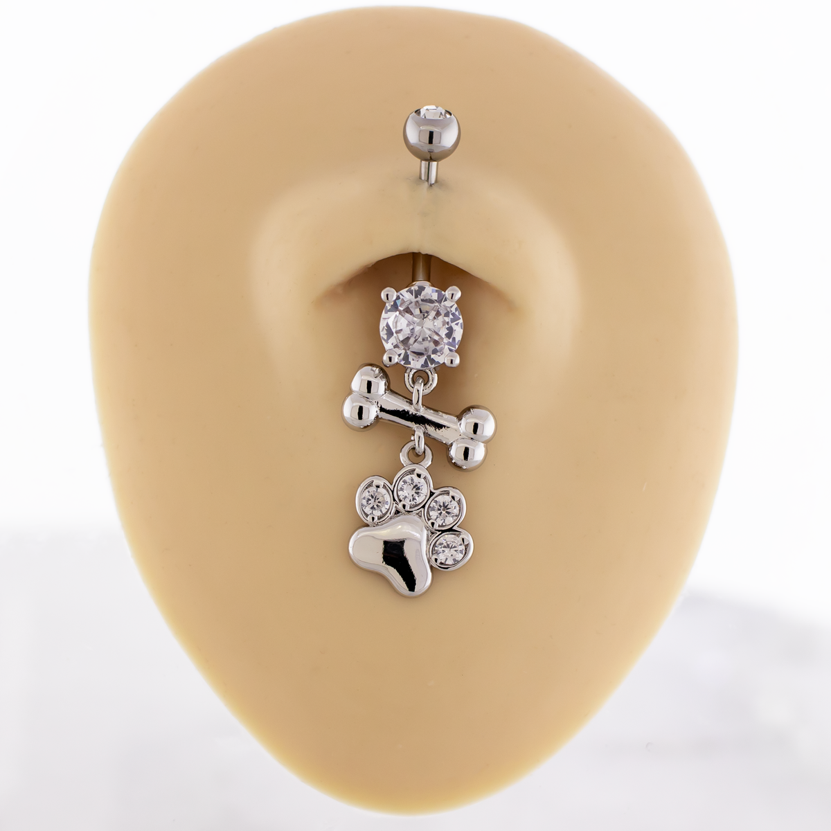14G Bone and Pawprint Navel Ring | | Wiccan Center