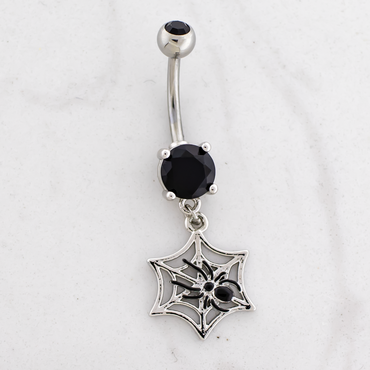 14G Spider w/ Spider Web Navel Barbell | Body Jewelry | Wiccan Center
