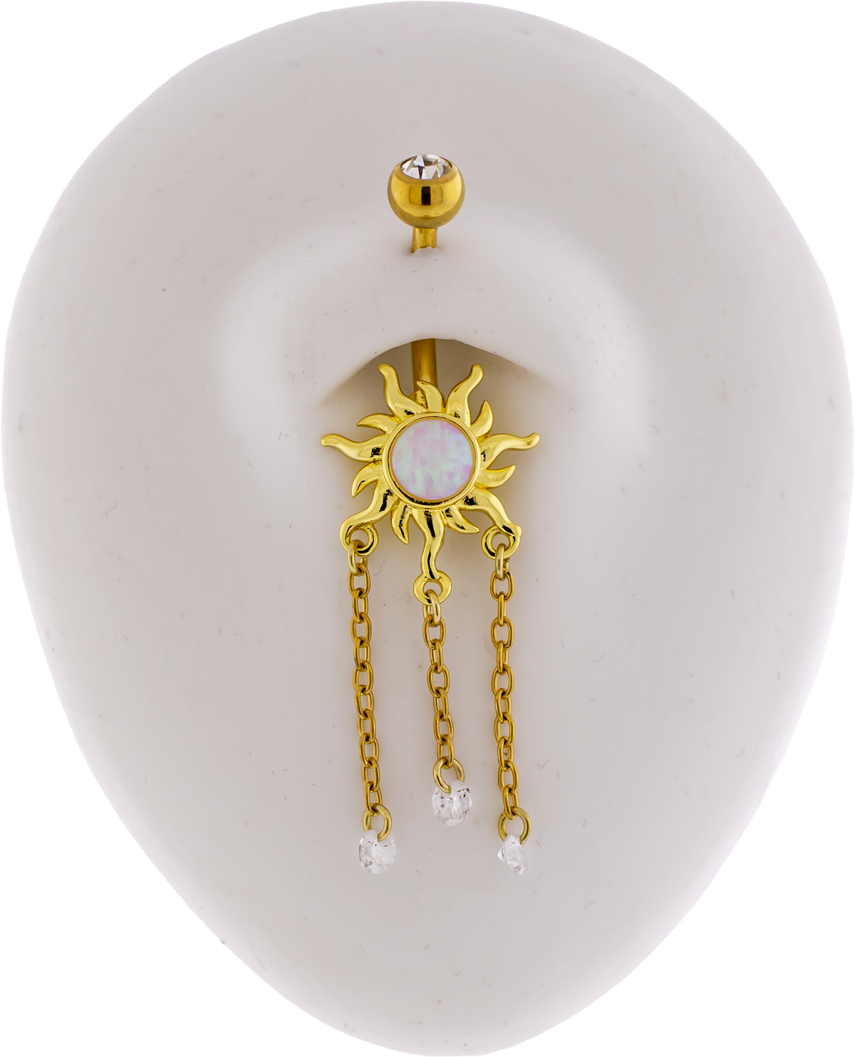 14G Sun and Chain Gem Dangles Navel Ring | Body Jewelry | Wiccan Center