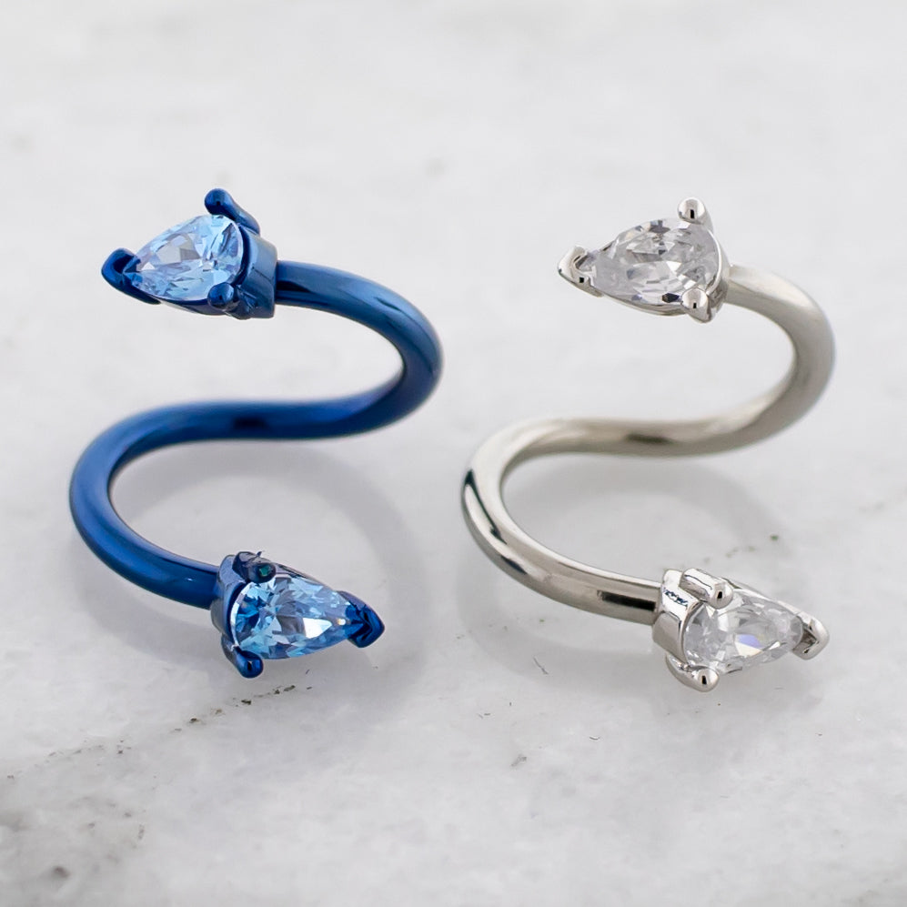 14G Twist Barbell With Teardrop Gem Navel Ring | | Wiccan Center