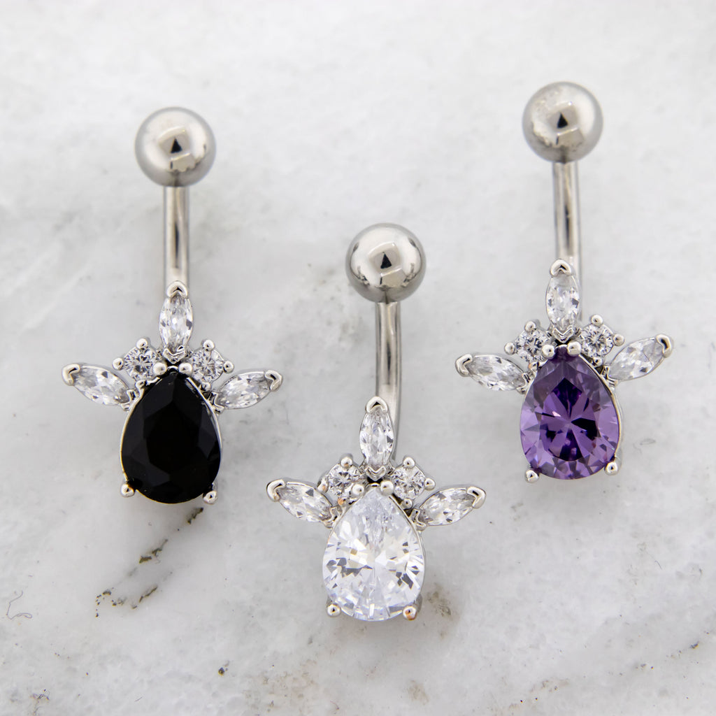 14G Marquise and Oval Gem Navel Ring | Body Jewelry | Wiccan Center