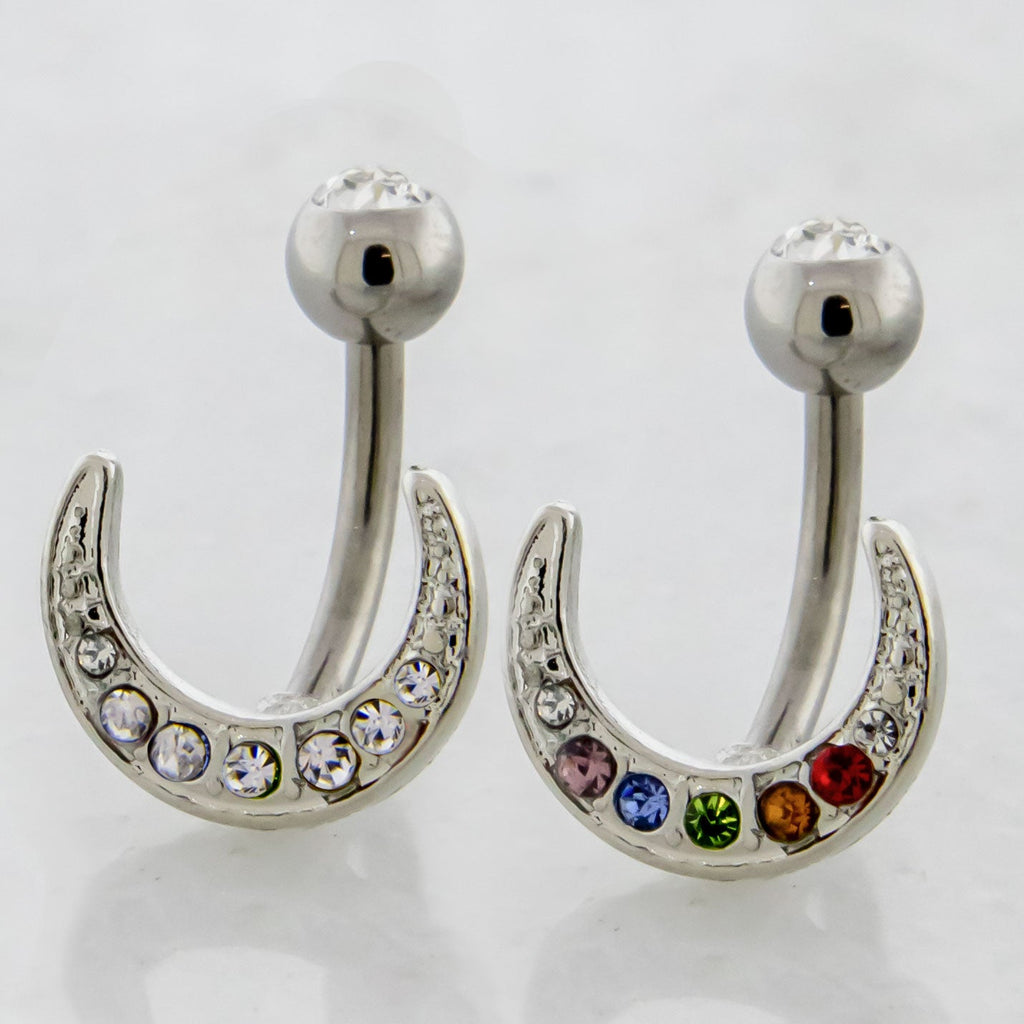 14G Gem Crescent Navel Ring | | Wiccan Center