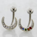 14G Gem Crescent Navel Ring | | Wiccan Center