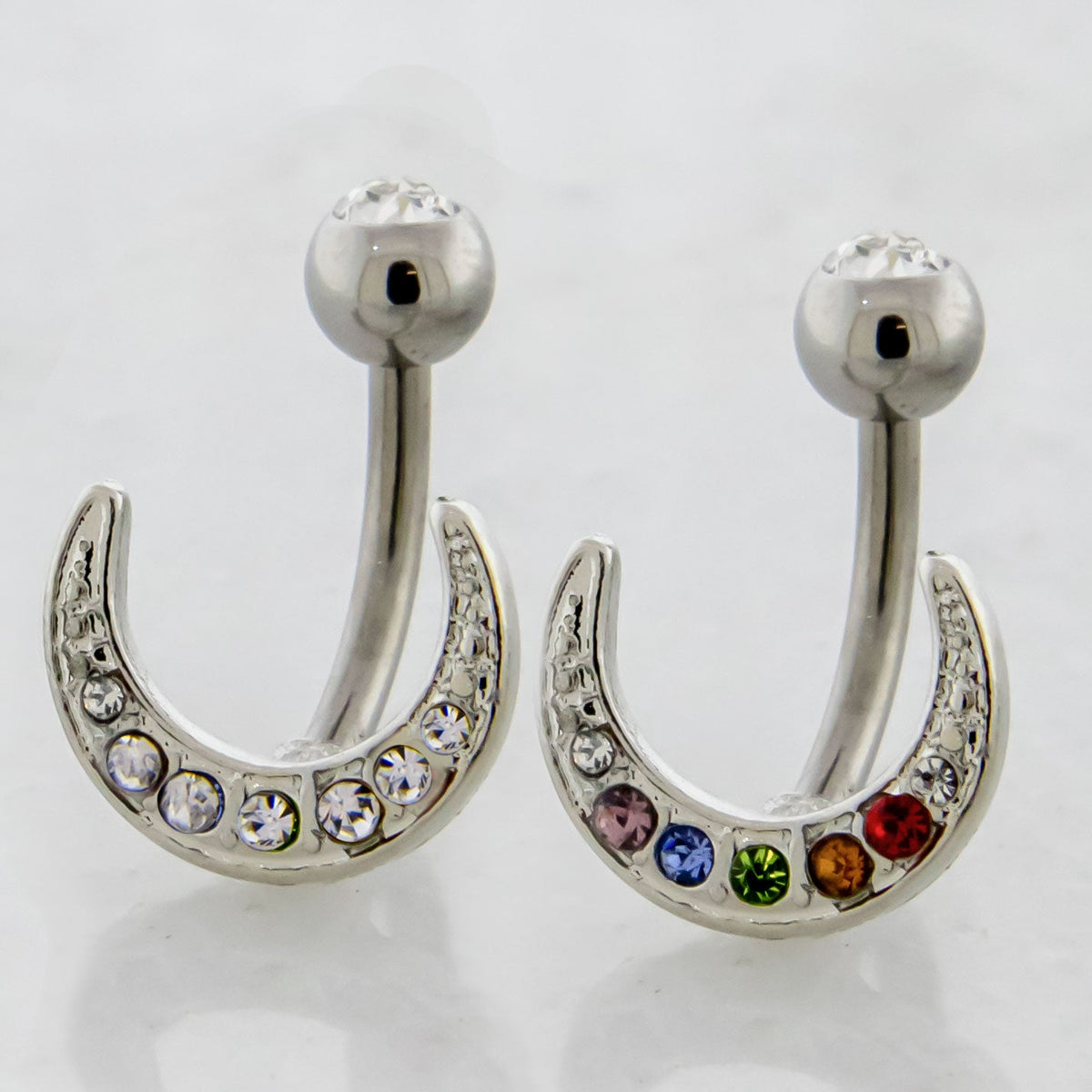 14G Gem Crescent Navel Ring | | Wiccan Center