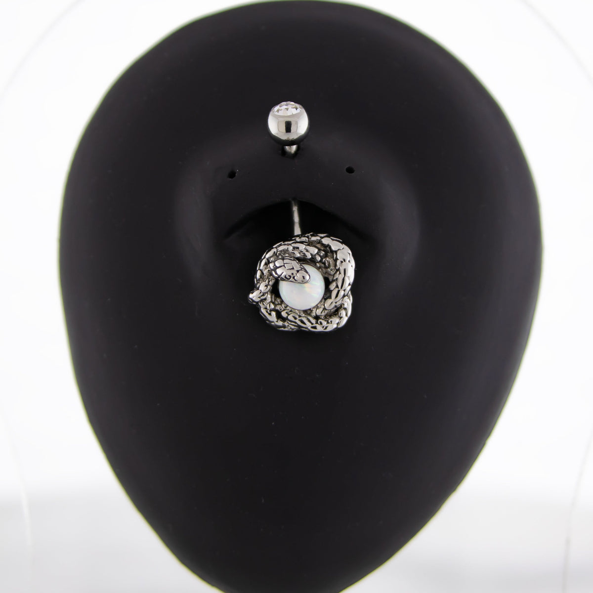 14G Snake Wrapped White Synthetic Opal Ball Navel Ring | | Wiccan Center