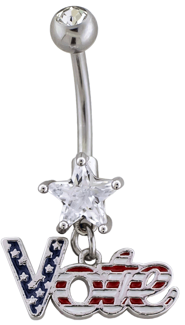 14G Vote Navel Ring | Body Jewelry | Wiccan Center