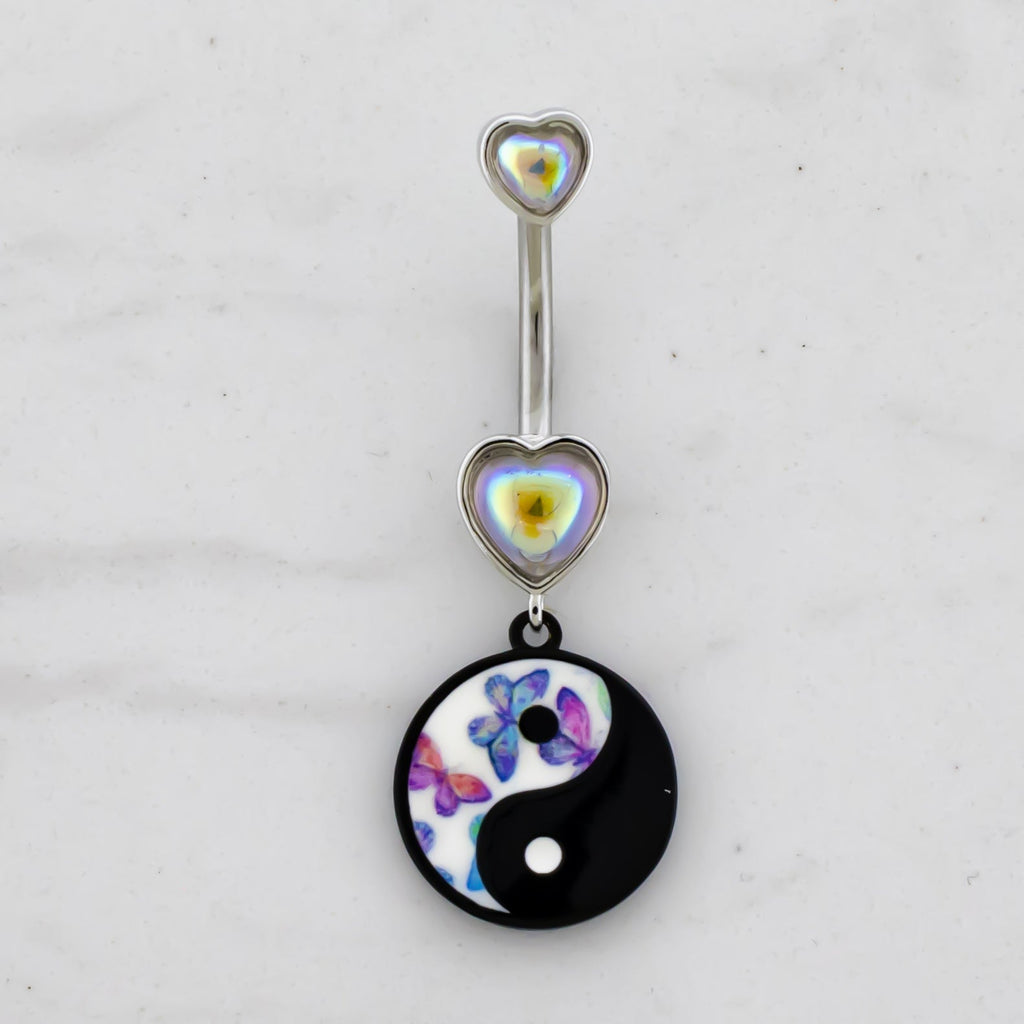 14G Butterfly Yin Yang Navel Ring | Body Jewelry | Wiccan Center