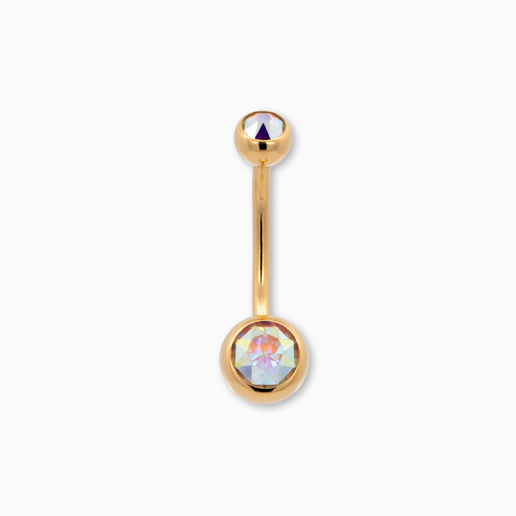 Steel Externally Threaded Navel Ring W/ Gold PVD | Body Jewelry | Wiccan Center