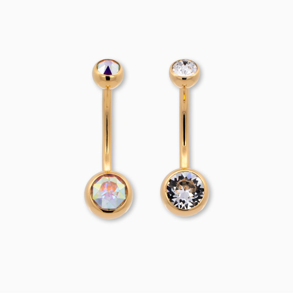 Steel Externally Threaded Navel Ring W/ Gold PVD | Body Jewelry | Wiccan Center