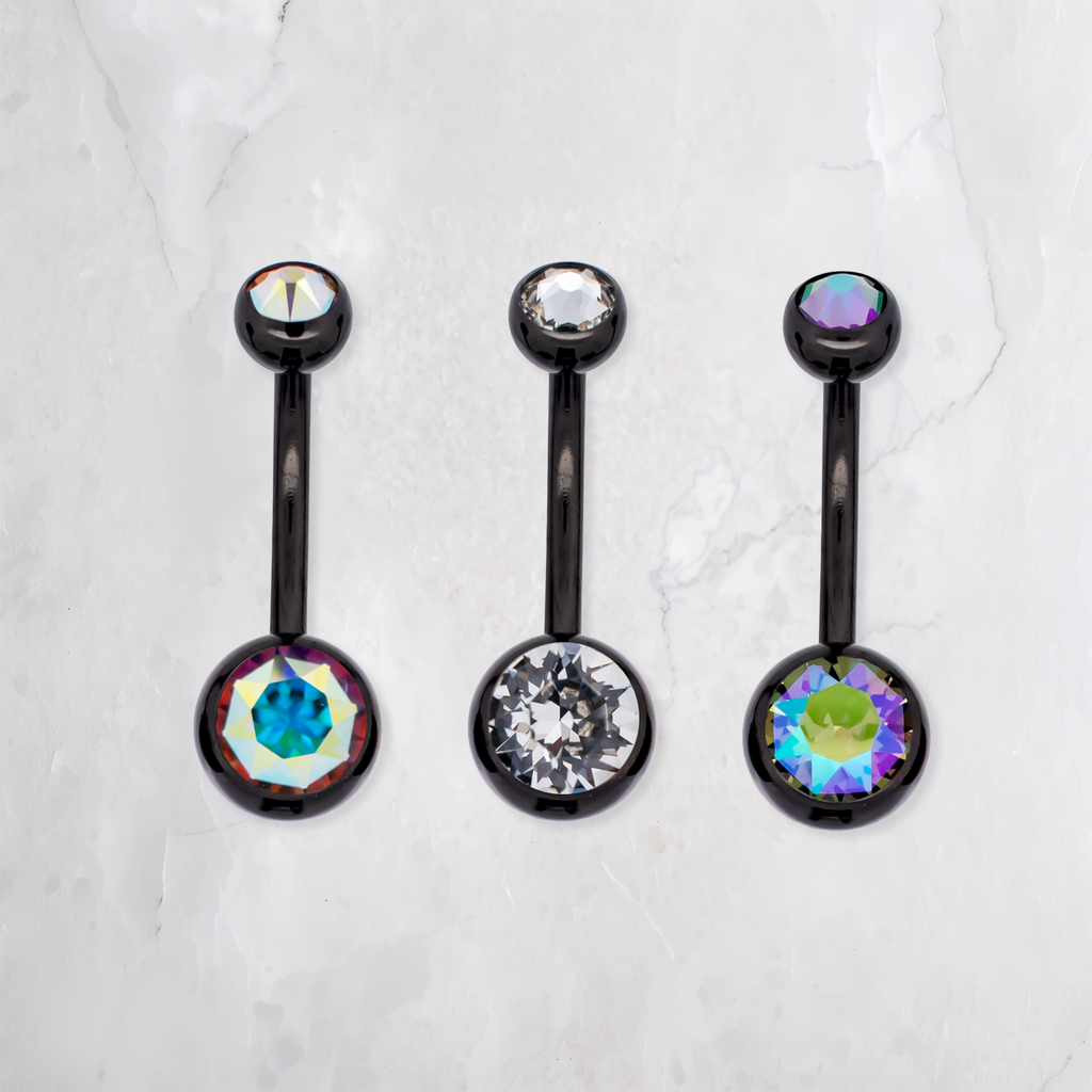 Steel Externally Threaded Navel Ring W/ Black PVD | Body Jewelry | Wiccan Center
