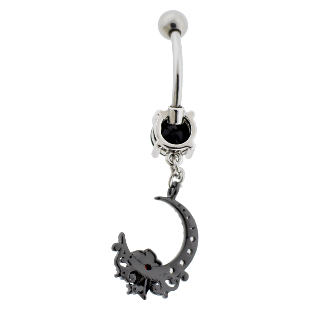 14G Black Moon Rose Navel Ring | Body Jewelry | Wiccan Center