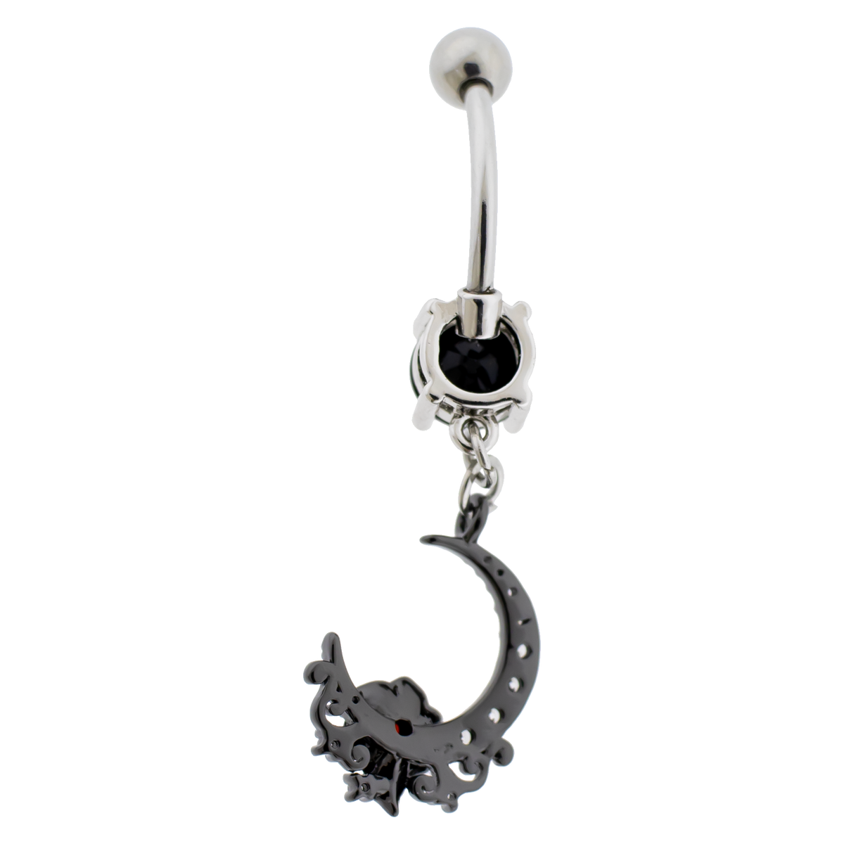 14G Black Moon Rose Navel Ring | Body Jewelry | Wiccan Center