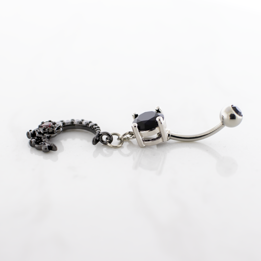 14G Black Moon Rose Navel Ring | Body Jewelry | Wiccan Center