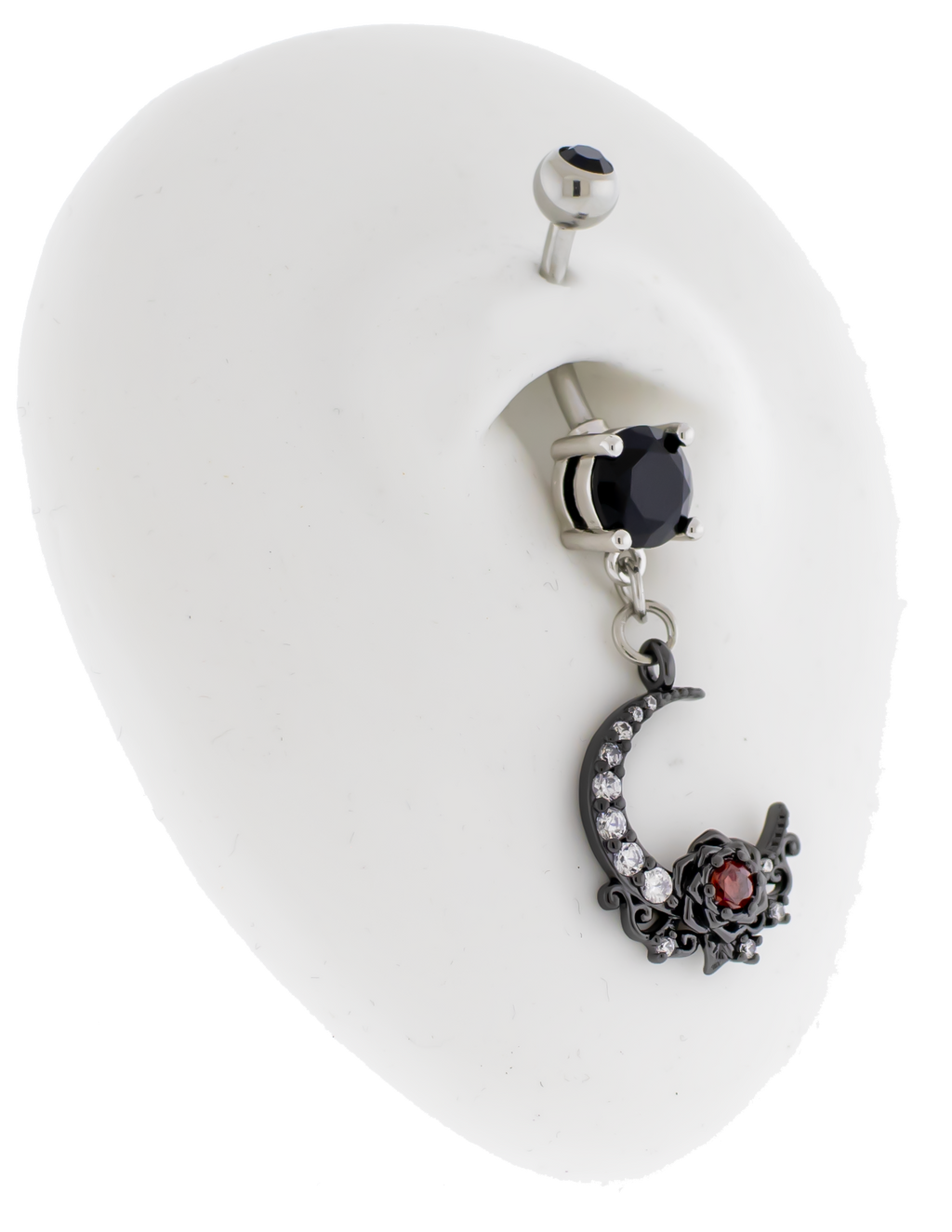 14G Black Moon Rose Navel Ring | Body Jewelry | Wiccan Center