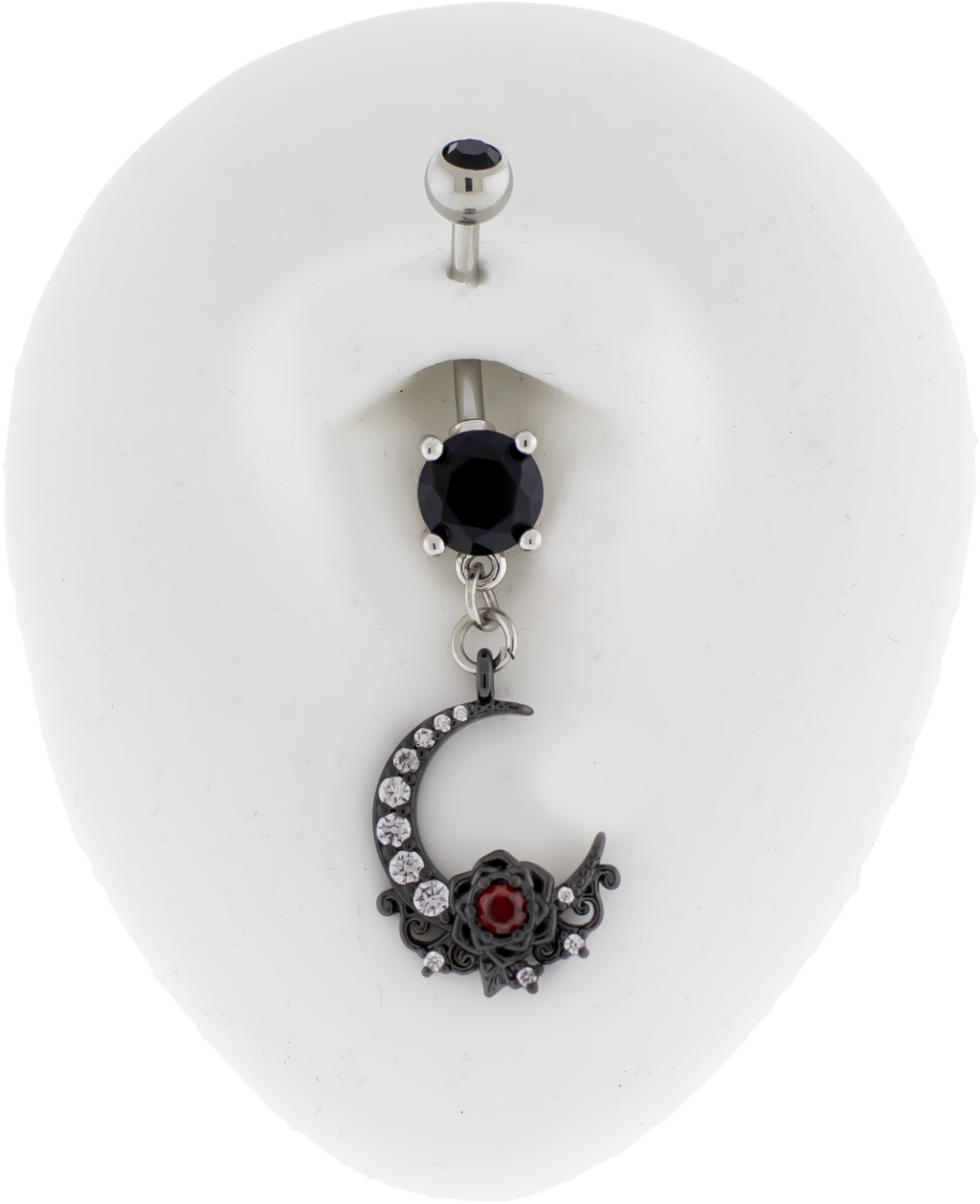 14G Black Moon Rose Navel Ring | Body Jewelry | Wiccan Center
