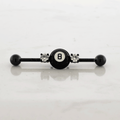 14G Industrial Barbell - Black Eight Ball | Body Jewelry | Wiccan Center