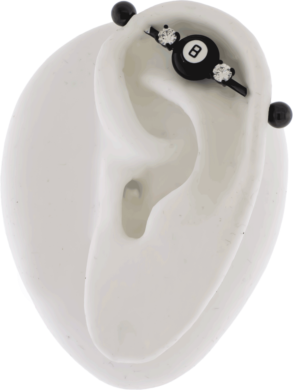 14G Industrial Barbell - Black Eight Ball | Body Jewelry | Wiccan Center