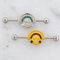 14G Aztec Inspired Industrial Barbell | Body Jewelry | Wiccan Center