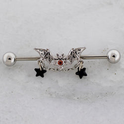 14G Bat With Chain Opal Stars Industrial Barbell | | Wiccan Center