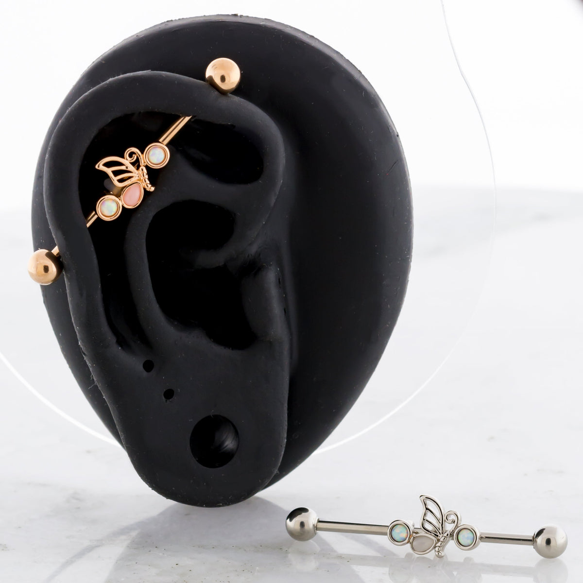 14G Opal And Butterfly Industrial Barbell | | Wiccan Center