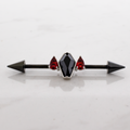 14G Industrial Barbell - Coffin With Teardrop Gems | Body Jewelry | Wiccan Center