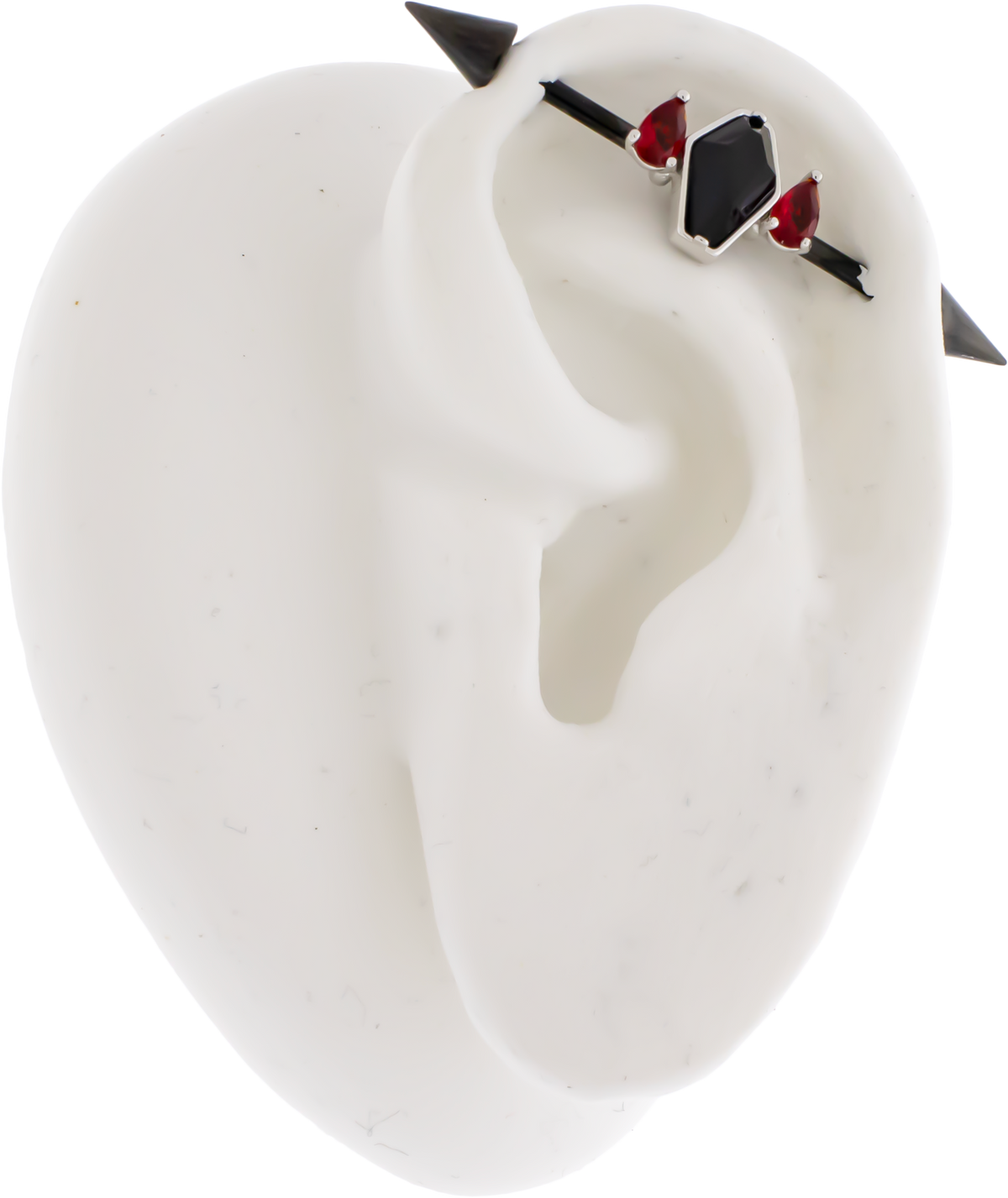 14G Industrial Barbell - Coffin With Teardrop Gems | Body Jewelry | Wiccan Center